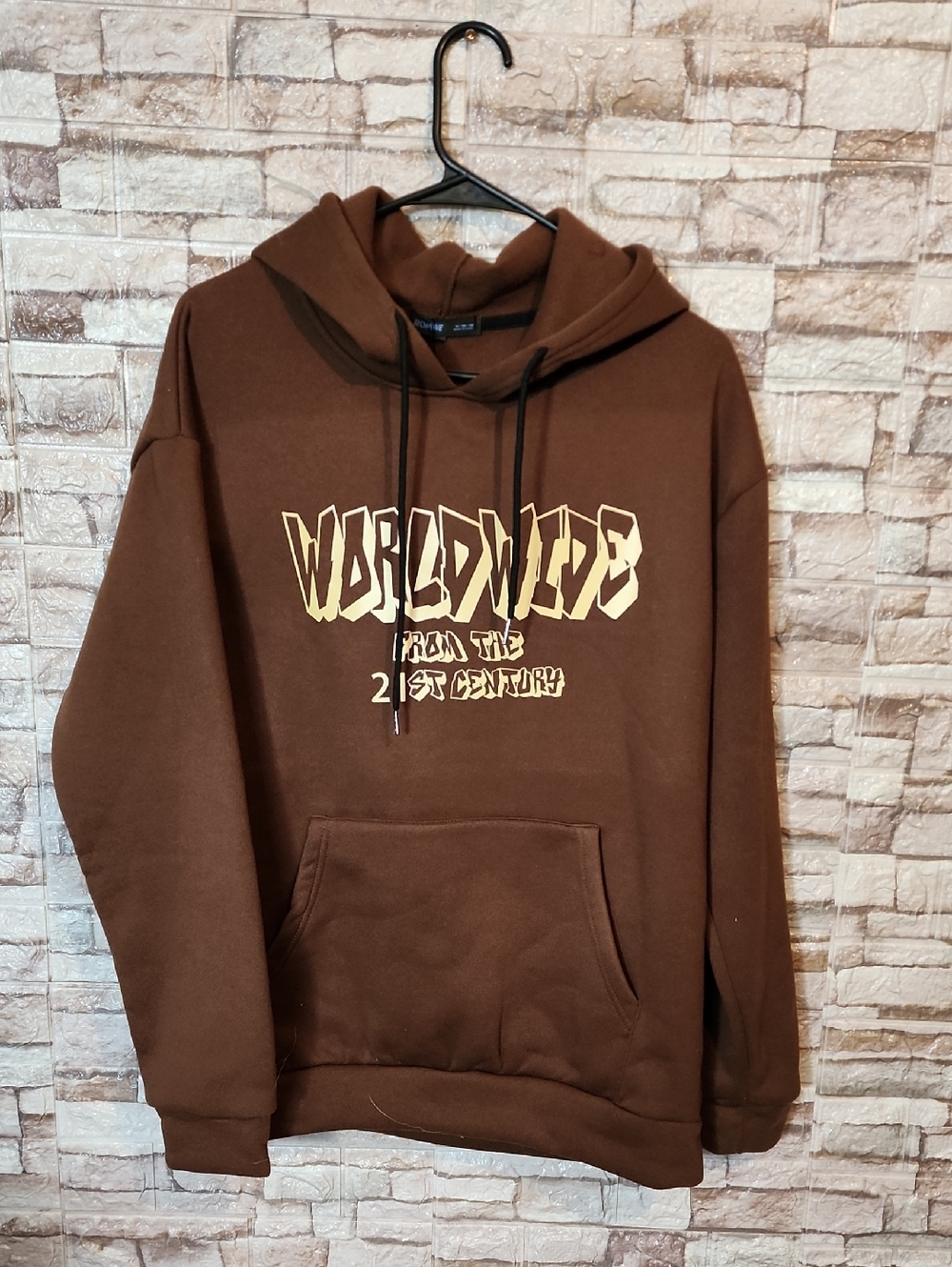 Romwe Aesthetic On Lock Brown Hoodie with Graphic Print